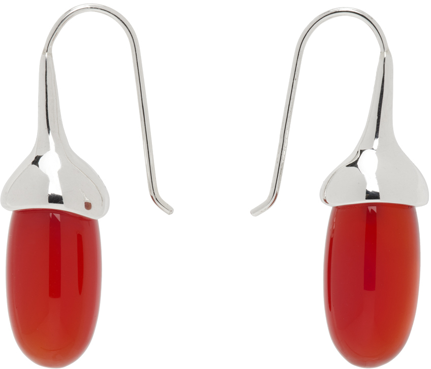 Sophie Buhai Silver & Red Dripping Stone Earrings