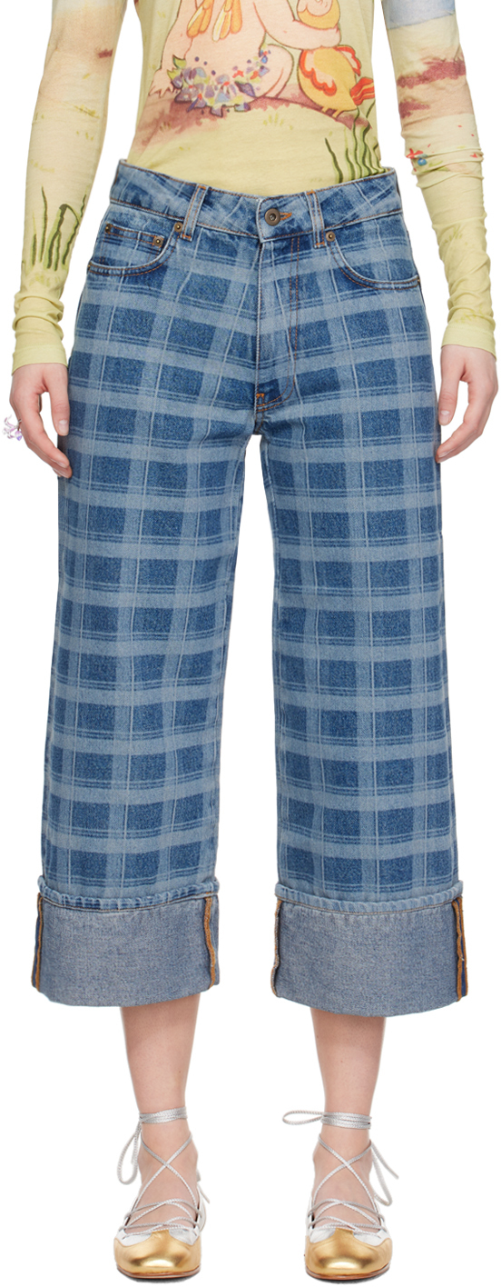 Shop Molly Goddard Blue Leo Jeans
