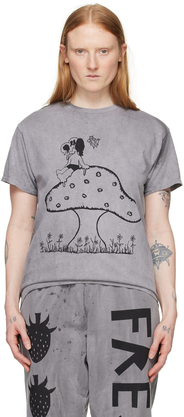 Westfall Gray Mushroom Snoppy T-shirt In Dirty Charcoal