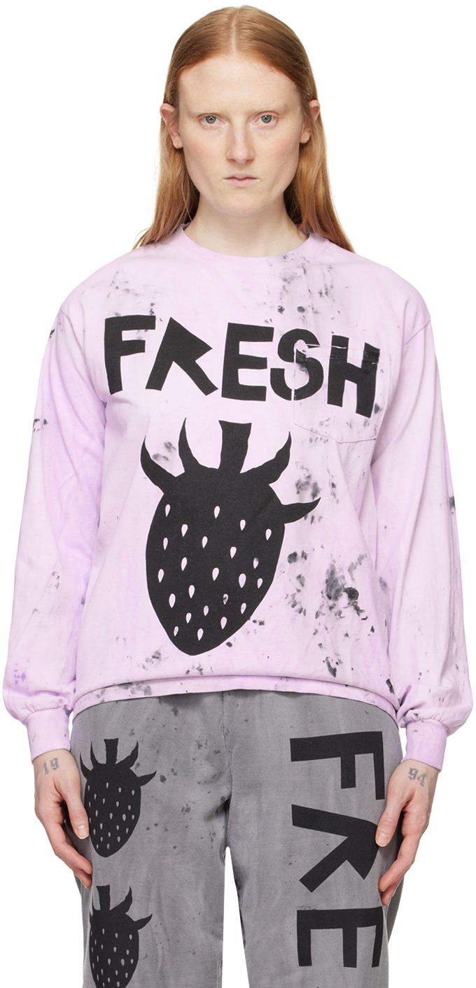 Westfall Purple 'fresh' Long Sleeve T-shirt In Dirty Lavender