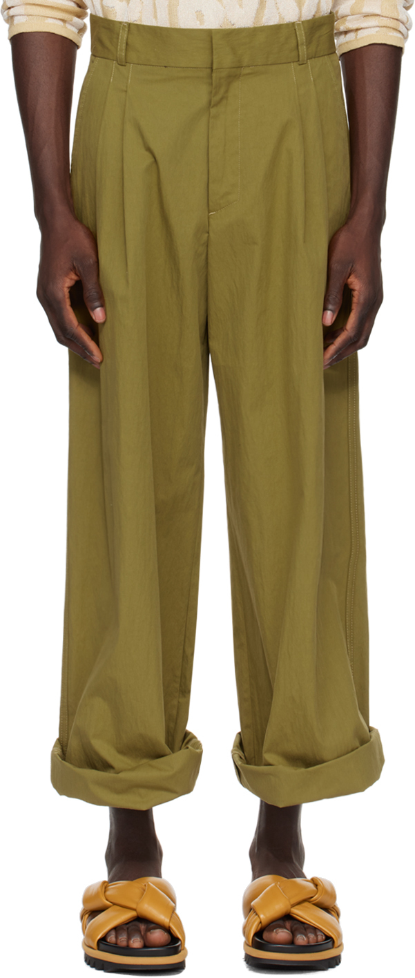 Khaki Loose-Fit Trousers
