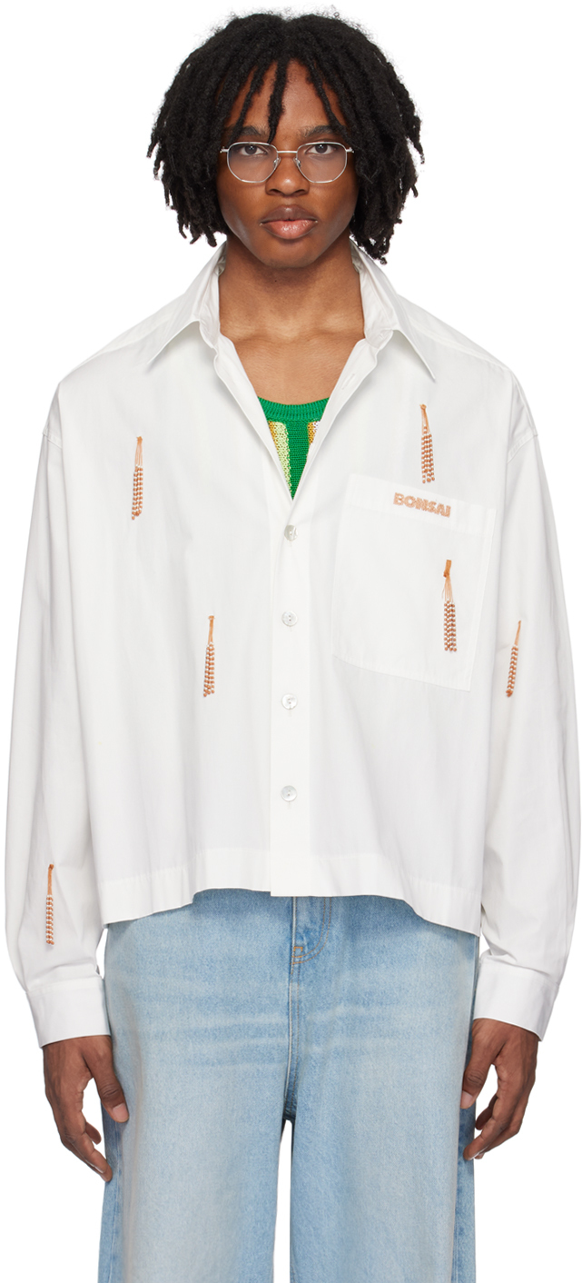 Shop Bonsai White Beaded Shirt In Off-white Ofwhit