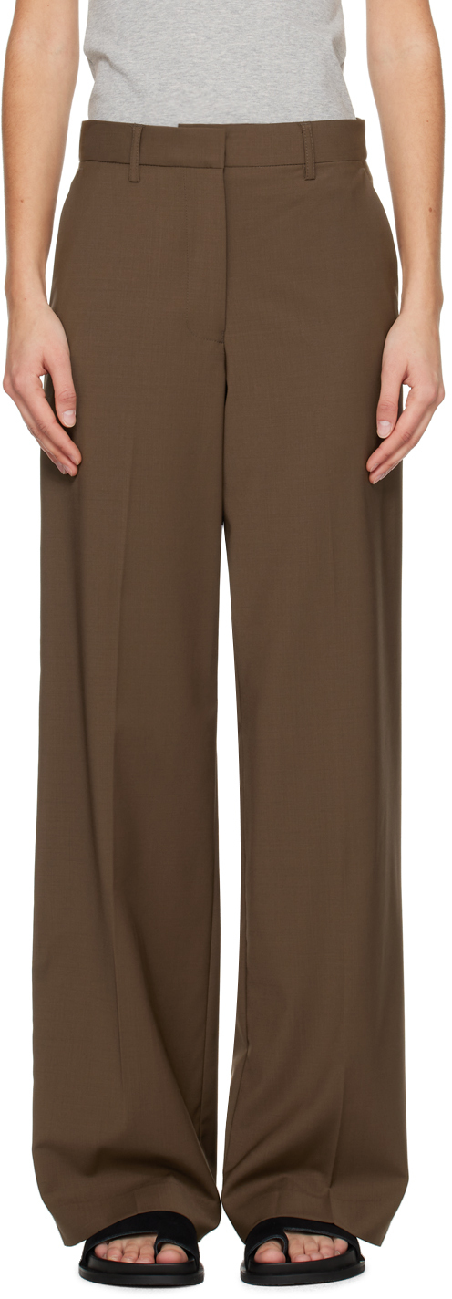 Shop Matteau Brown Tailored Trousers In Coffee