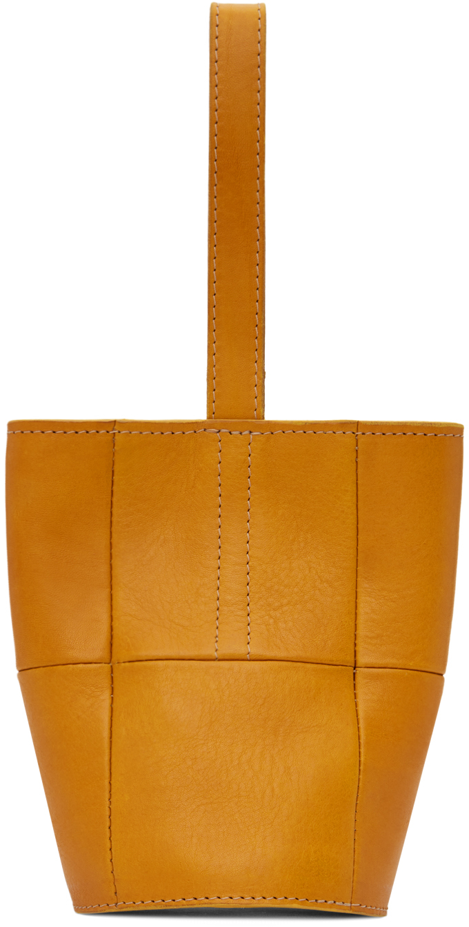 Cawley Yellow Mini Bucket Bag In Tan