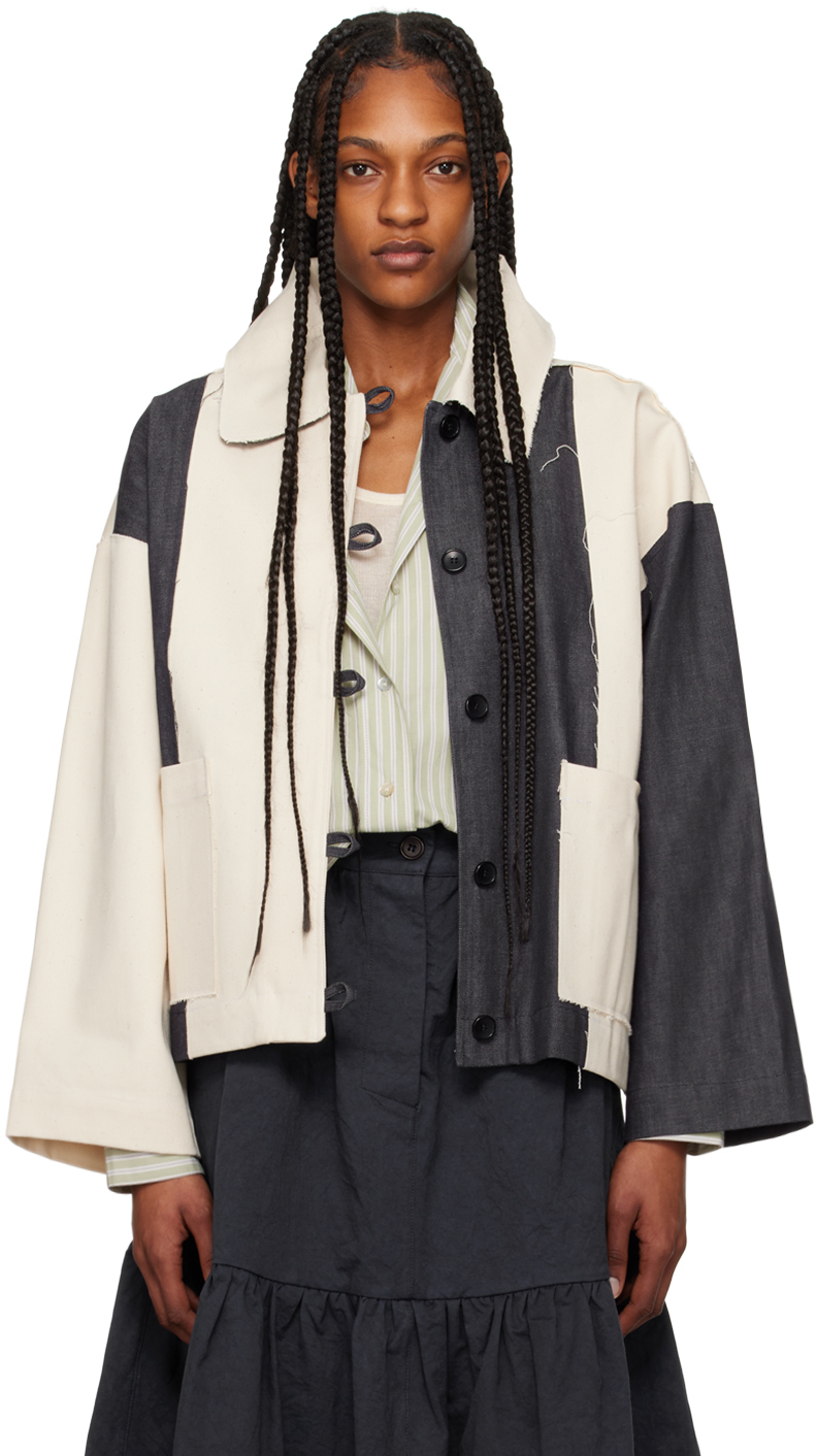 Indigo & Off-White Anya Denim Jacket by Cawley on Sale