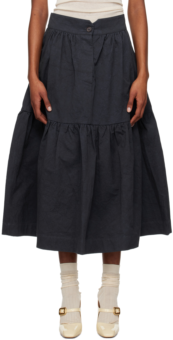 Shop Cawley Navy Patience Midi Skirt In Dark Navy