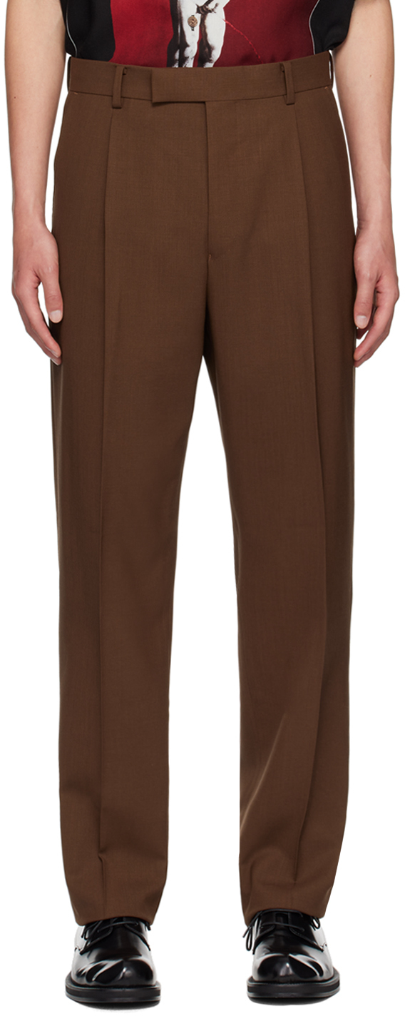 Shop Wacko Maria Brown Pleated Trousers