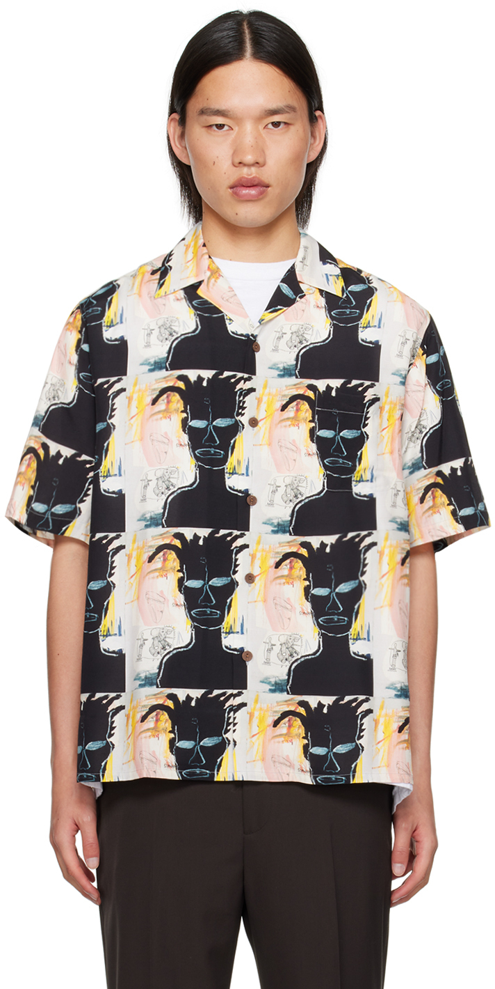 Shop Wacko Maria Black & Off-white Printed Shirt In One