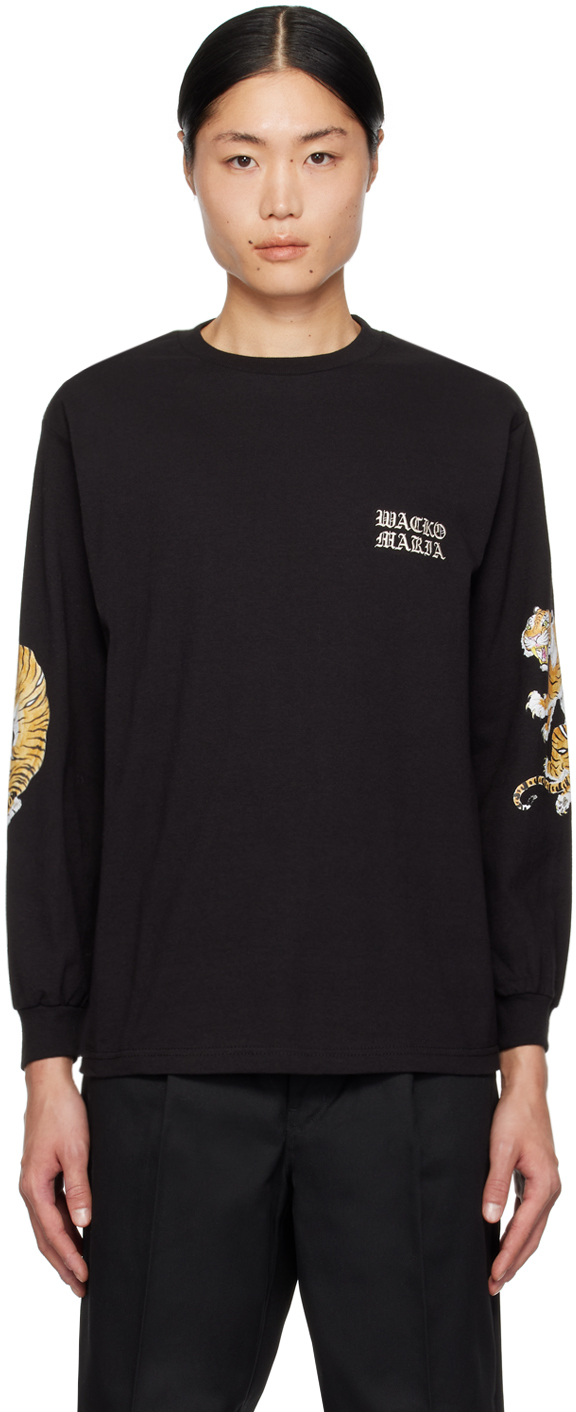 Black Embroidered Long Sleeve T-Shirt