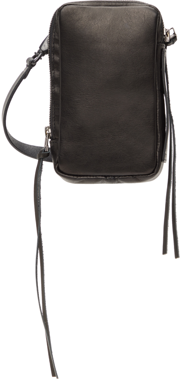 The Viridi-anne Black Leather Neck Pouch In A-black