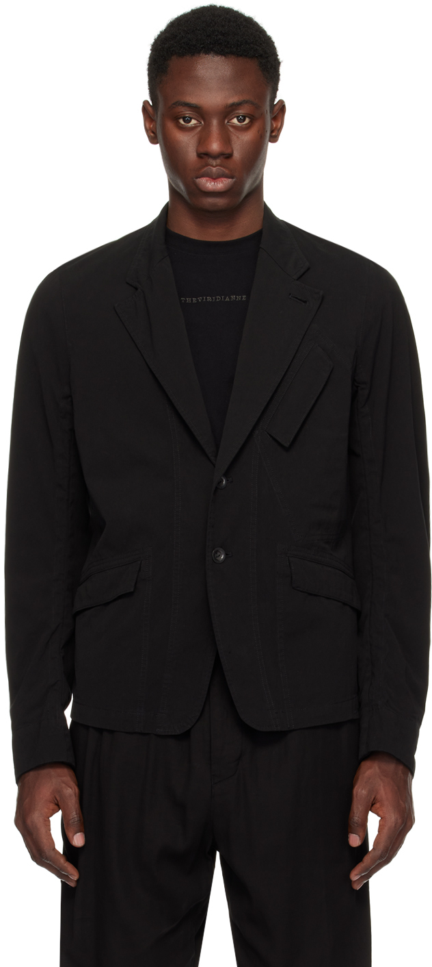 The Viridi-anne Black Garment-dyed Blazer In A-black