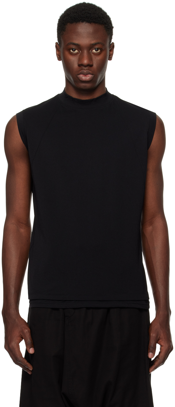The Viridi-anne Black Mock Neck T-shirt In A-black