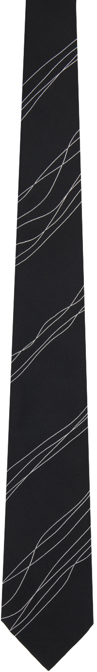 Emporio Armani Black Jacquard Tie In Nero - Black