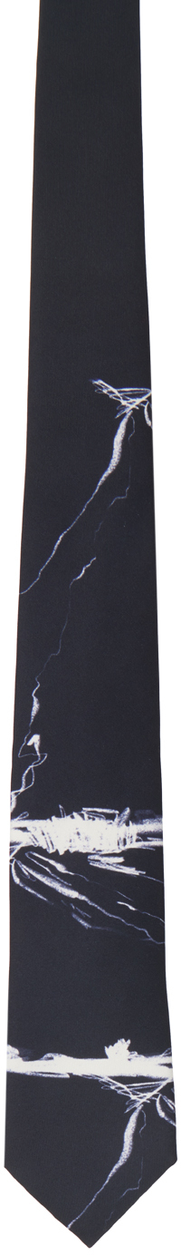 Emporio Armani Black Cravatta Stampata Tie In Nero - Black