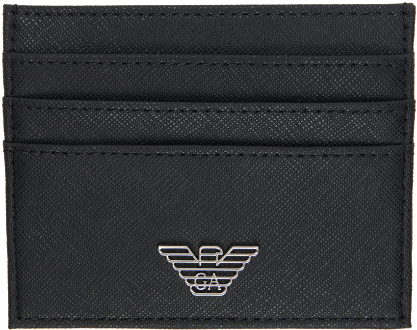 Emporio Armani Black Regenerated Leather Card Holder