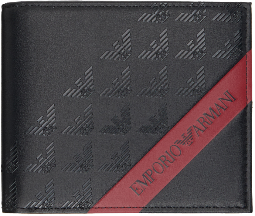 Shop Emporio Armani Black Bifold Credit Card Holder Wallet