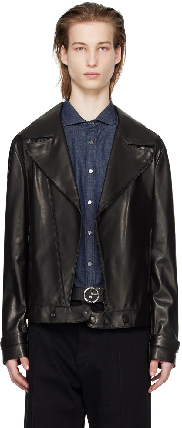 Shop Emporio Armani Black Plongé Leather Jacket