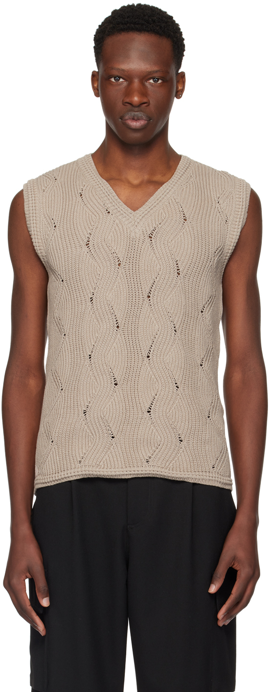 Beige V-Neck Vest by Emporio Armani on Sale