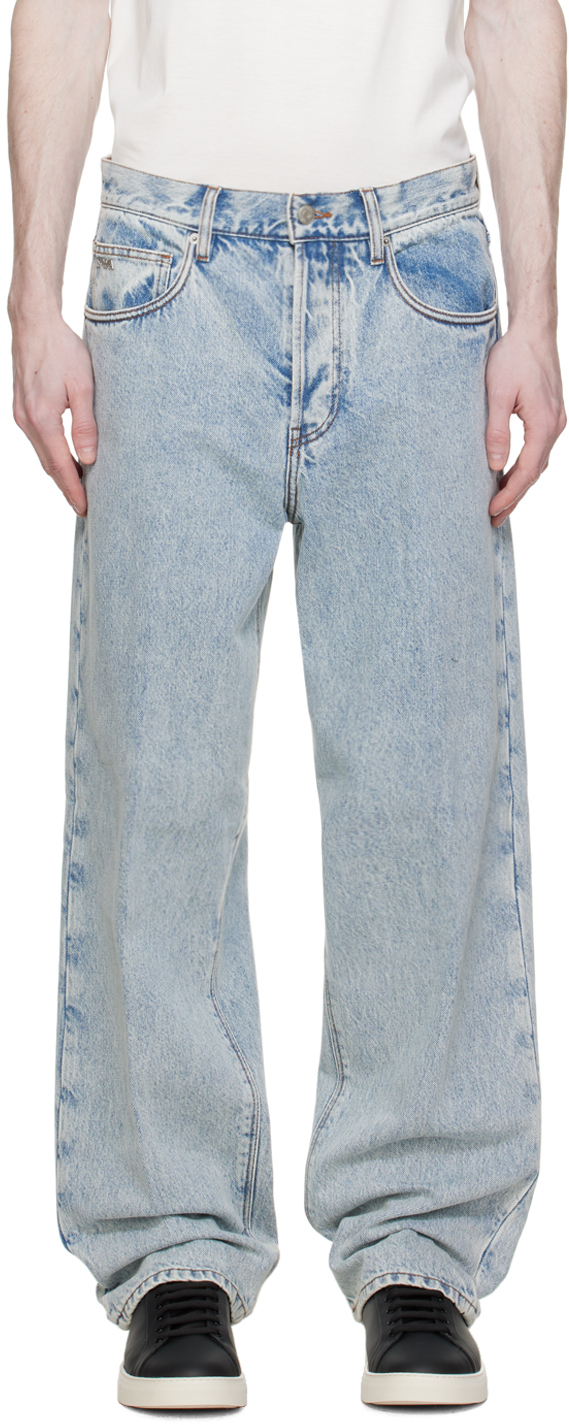 Emporio Armani Blue 5 Pocket Jeans In Denim Blue
