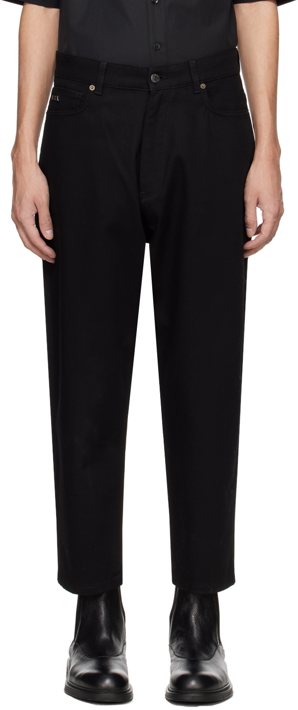 Shop Emporio Armani Black Five-pocket Trousers