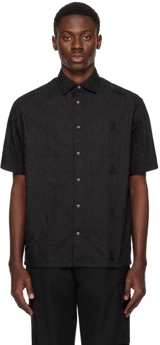 Black Spread Collar Shirt