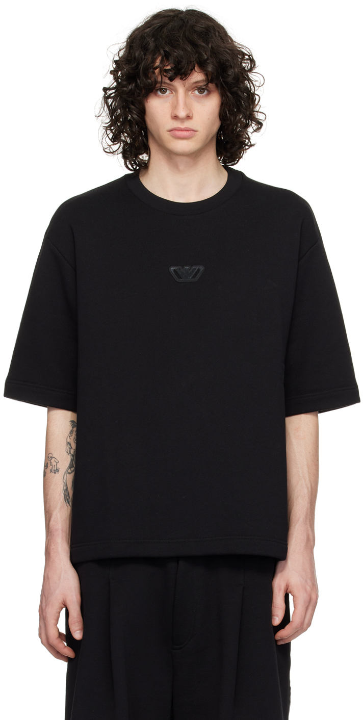 Shop Emporio Armani Black Patch Sweatshirt