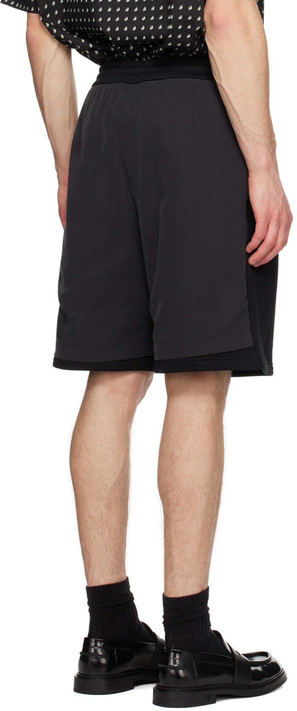 Emporio Armani Black Layered Shorts In Black