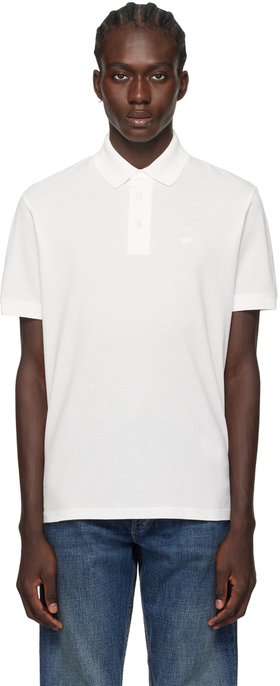 Emporio Armani Logo-embroidered Cotton Polo Shirt In White