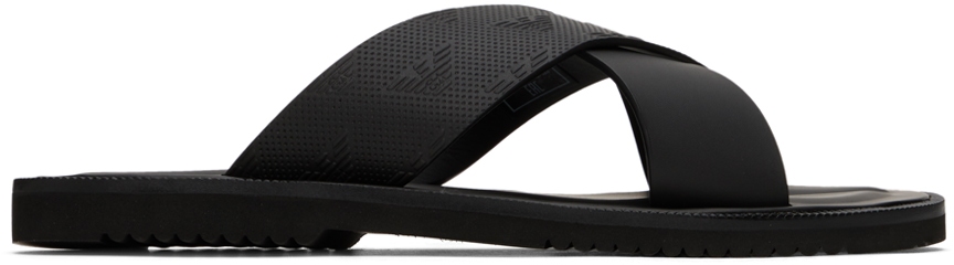 Emporio Armani Black Crossover-over Sandals