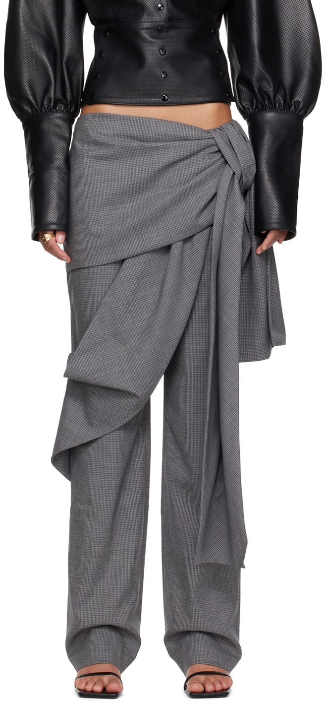Shop Fidan Novruzova Gray Bianka Trousers In Soft Grey