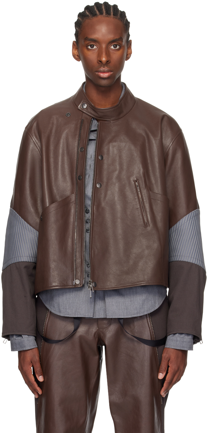 At.kollektive Brown Kiko Kostadinov Edition Saida Leather Jacket In Chicory Coffee/steel