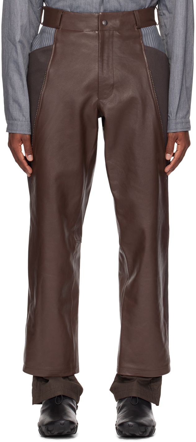 At.kollektive Brown Kiko Kostadinov Edition Milne Leather Trousers In Chicory Coffee/steel