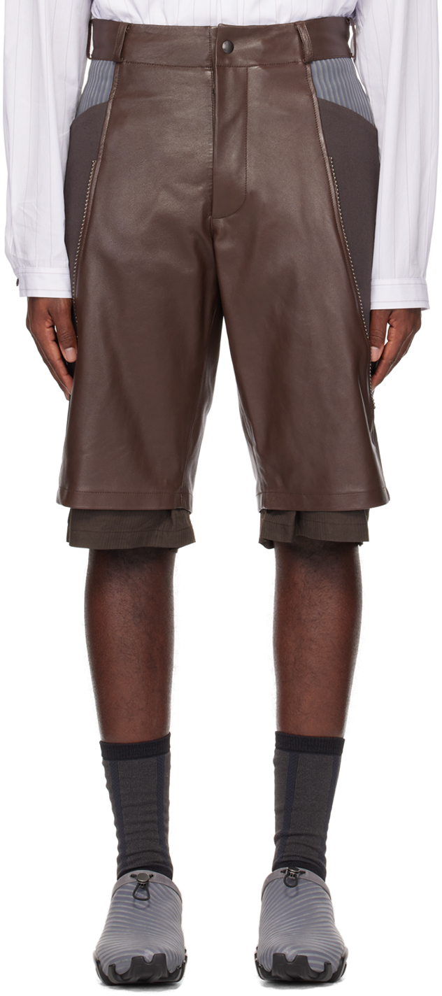 Brown Kiko Kostadinov Edition Inayat Shorts by ECCO.kollektive on Sale