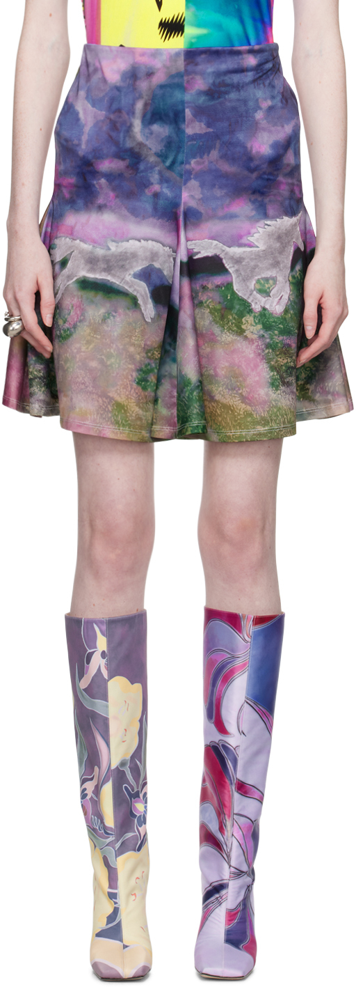 Multicolor Unicorn Print Miniskirt