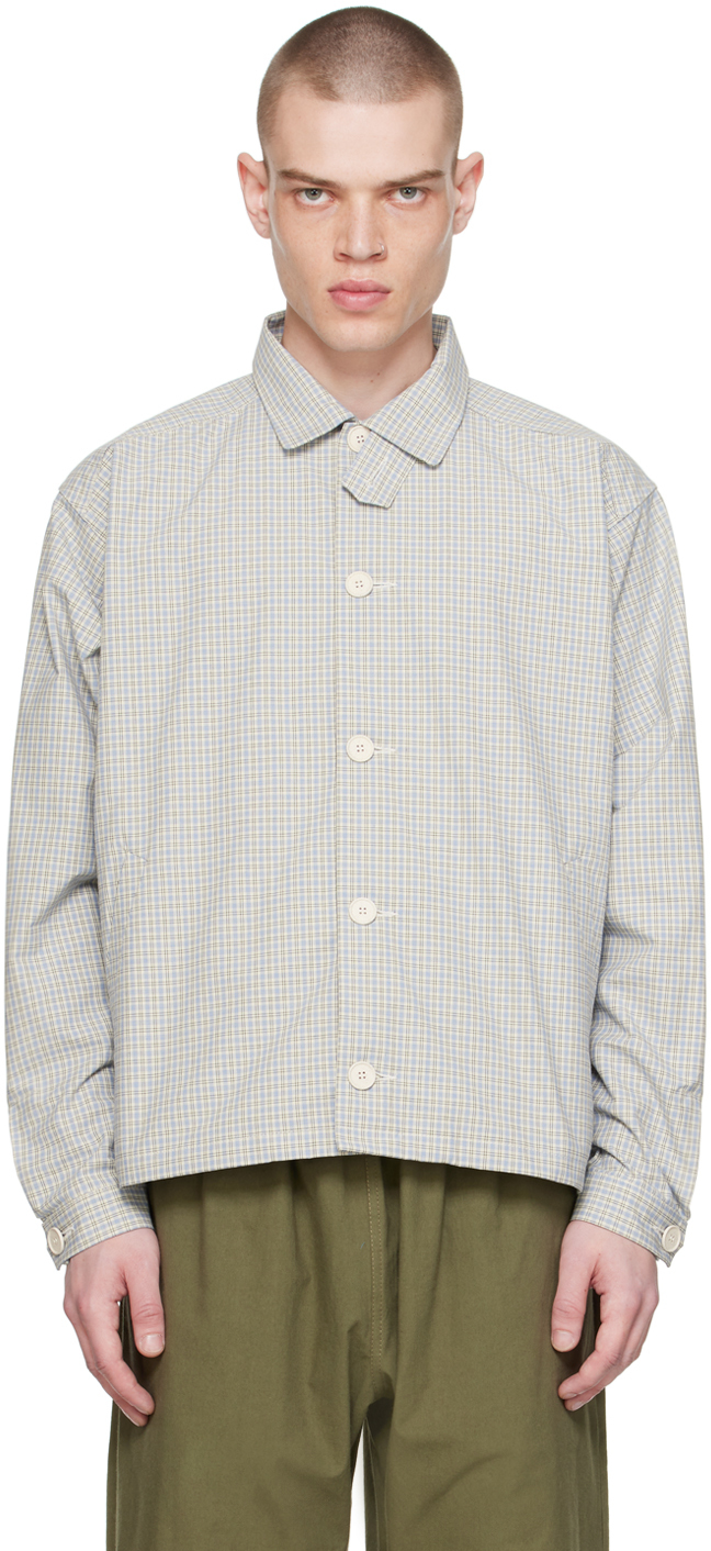 Shop Xenia Telunts White & Blue Checkered Peyton Jacket In Checkered Blue
