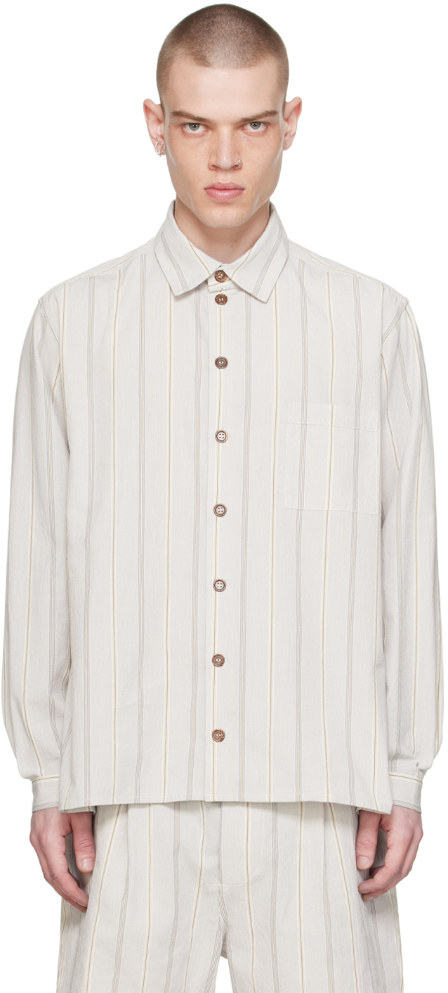 Shop Xenia Telunts White & Blue Stripe Daily Shirt