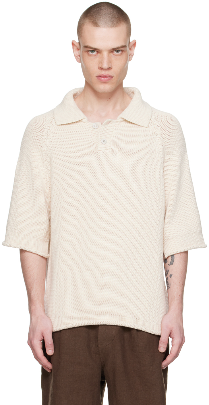 Shop Xenia Telunts Off-white Undyed Summer Polo