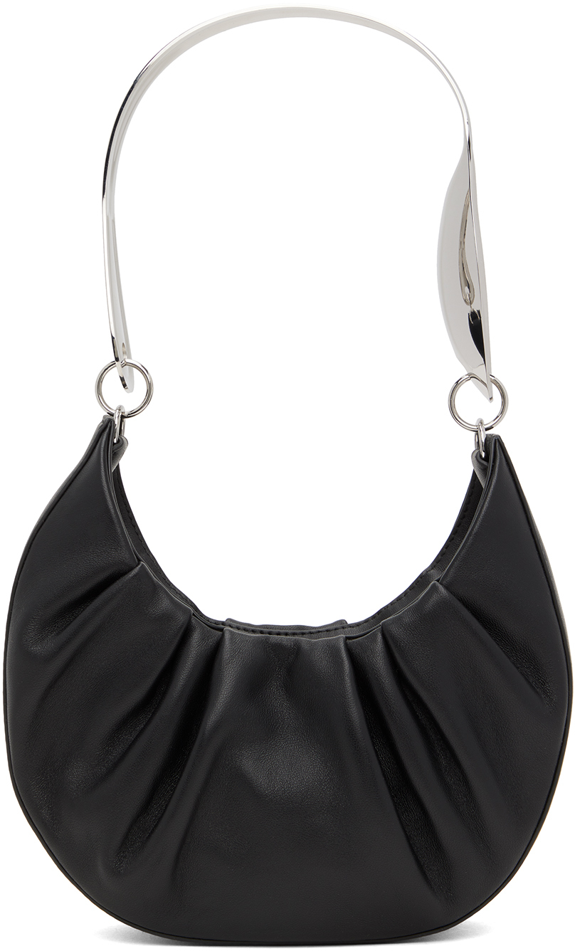 Puppets And Puppets Spoon Leather Hobo Bag In Black