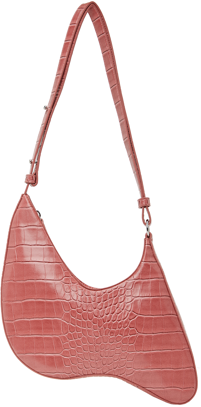 Puppets And Puppets Thing 2 Croc-embossed Shoulder Bag In Pink