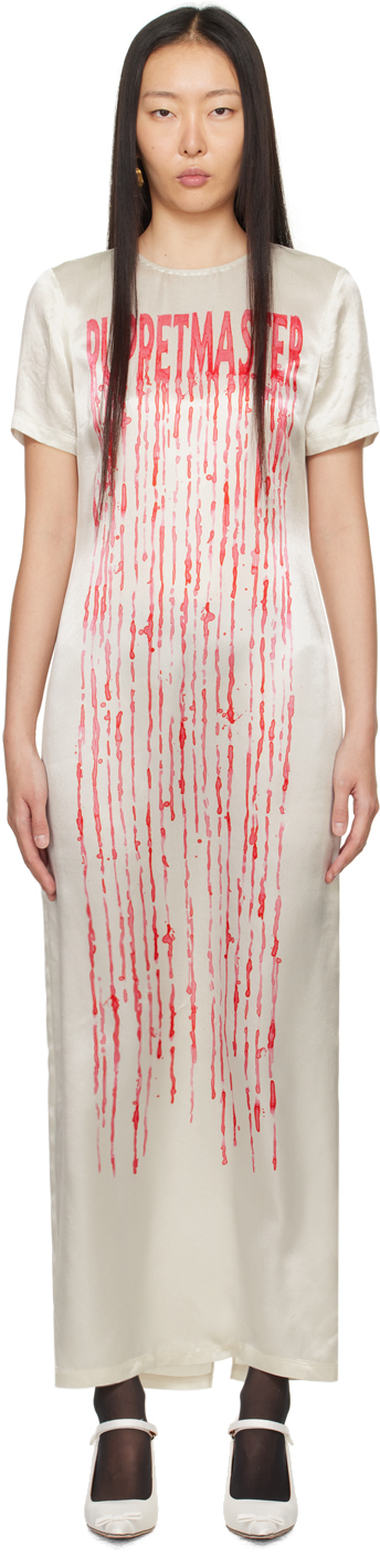 Puppets And Puppets Off-white 'puppetmaster' Maxi Dress In Ivory
