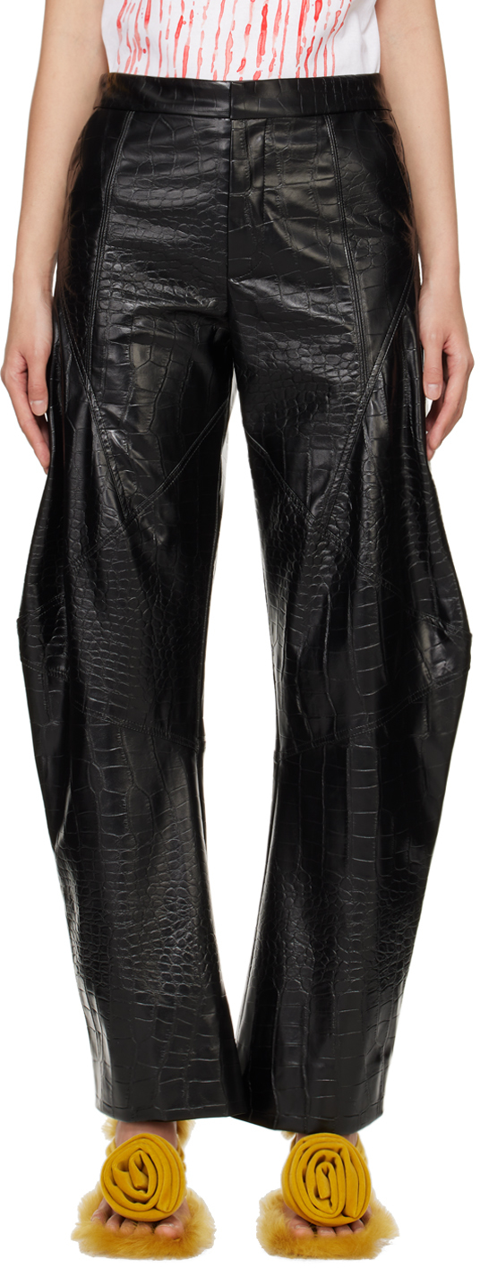 Black Elliot Faux-Leather Trousers