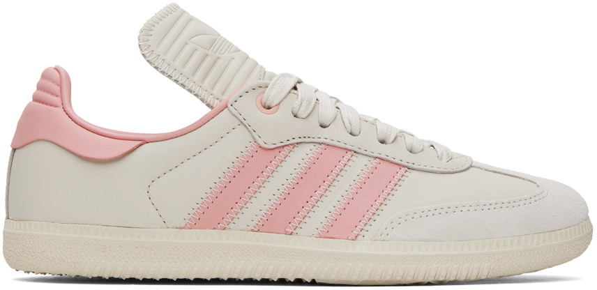 Shop Adidas Originals Off-white & Pink Humanrace Samba Sneakers In Alumina/wonder Mauve