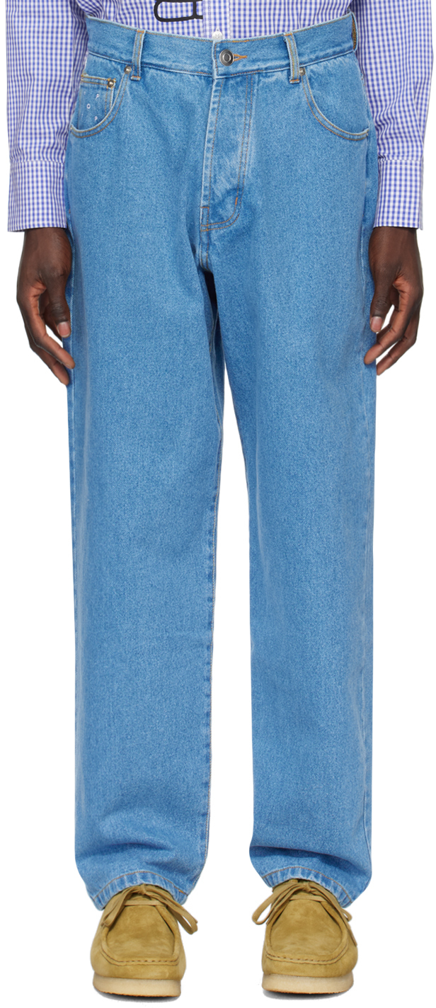Shop Pop Trading Company Blue Crest Jeans In Stonewash