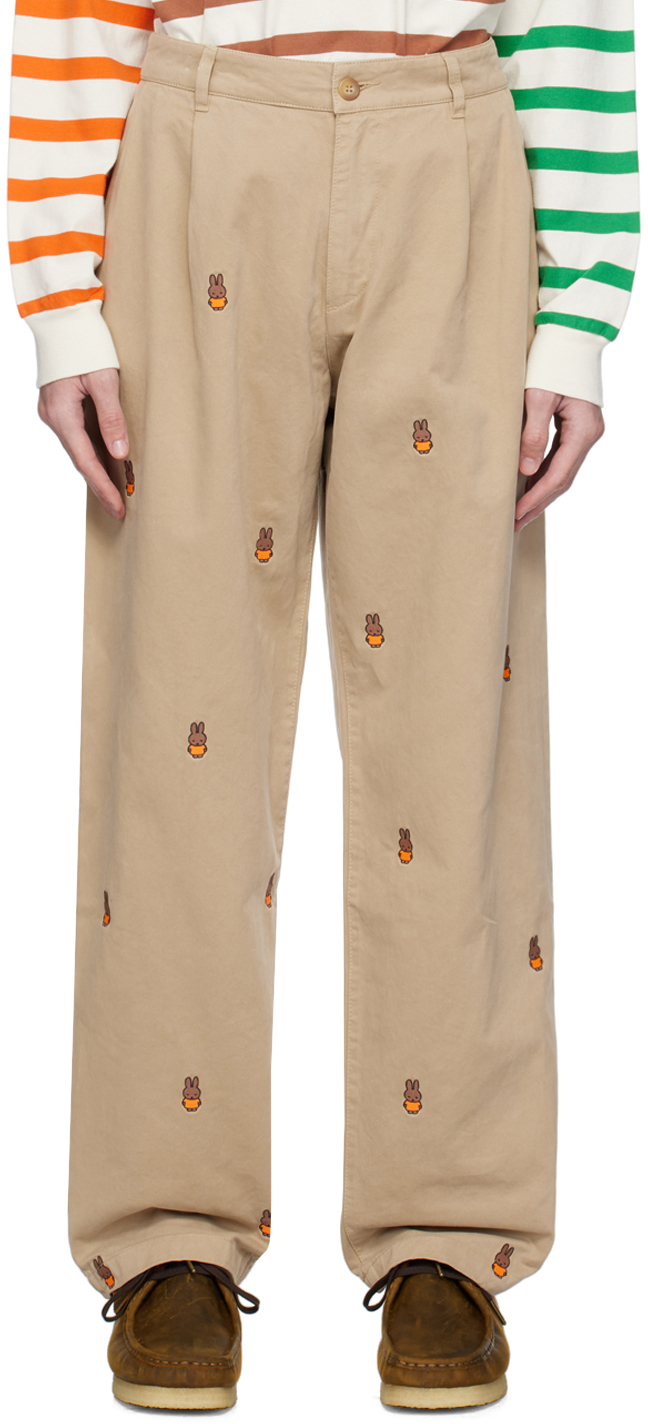 Khaki Miffy Embroidered Trousers