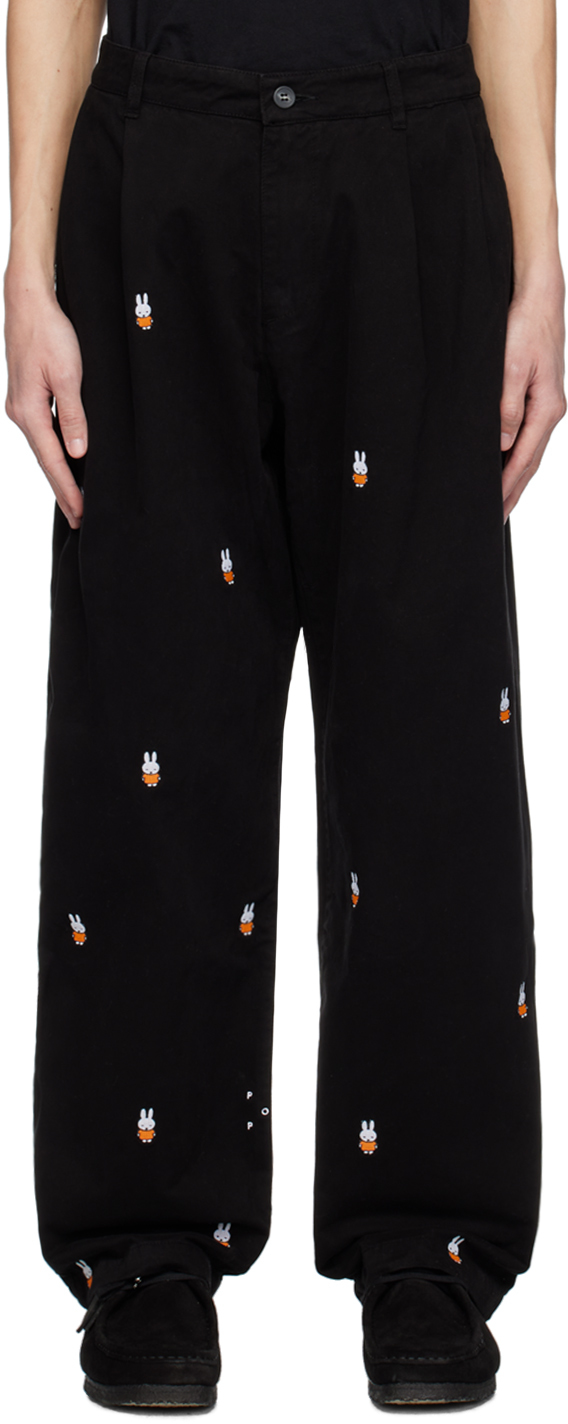 Black Miffy Embroidered Trousers
