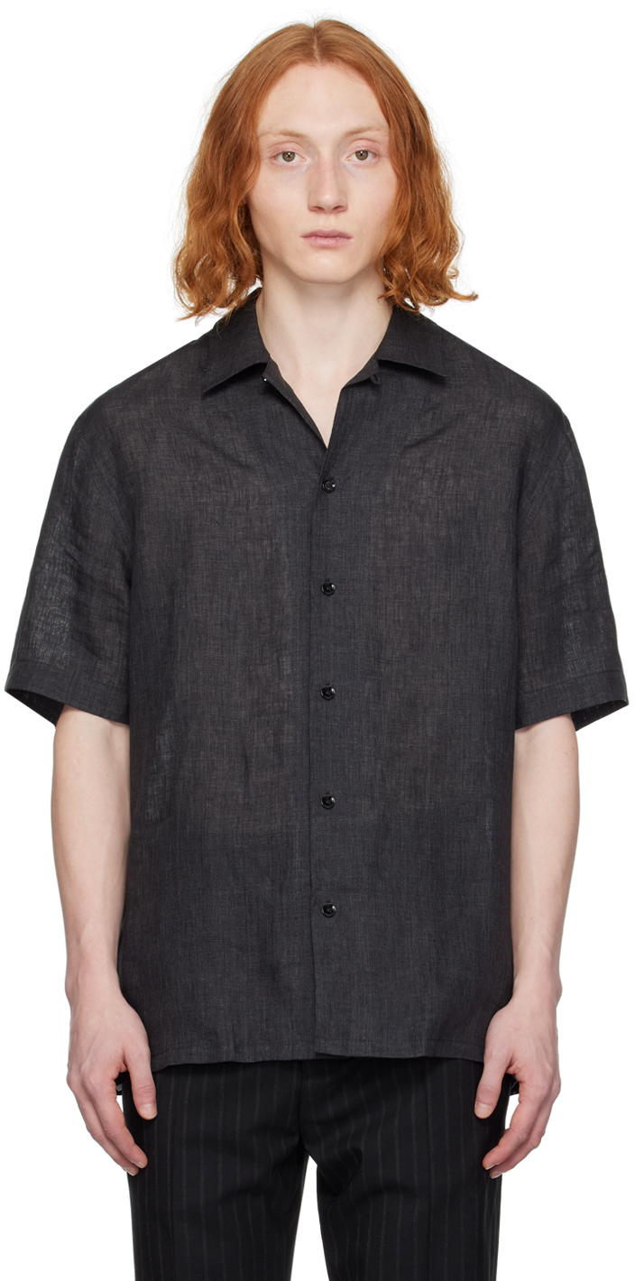 Brioni Grey Tennis-tail Shirt In 1100 Anthracite