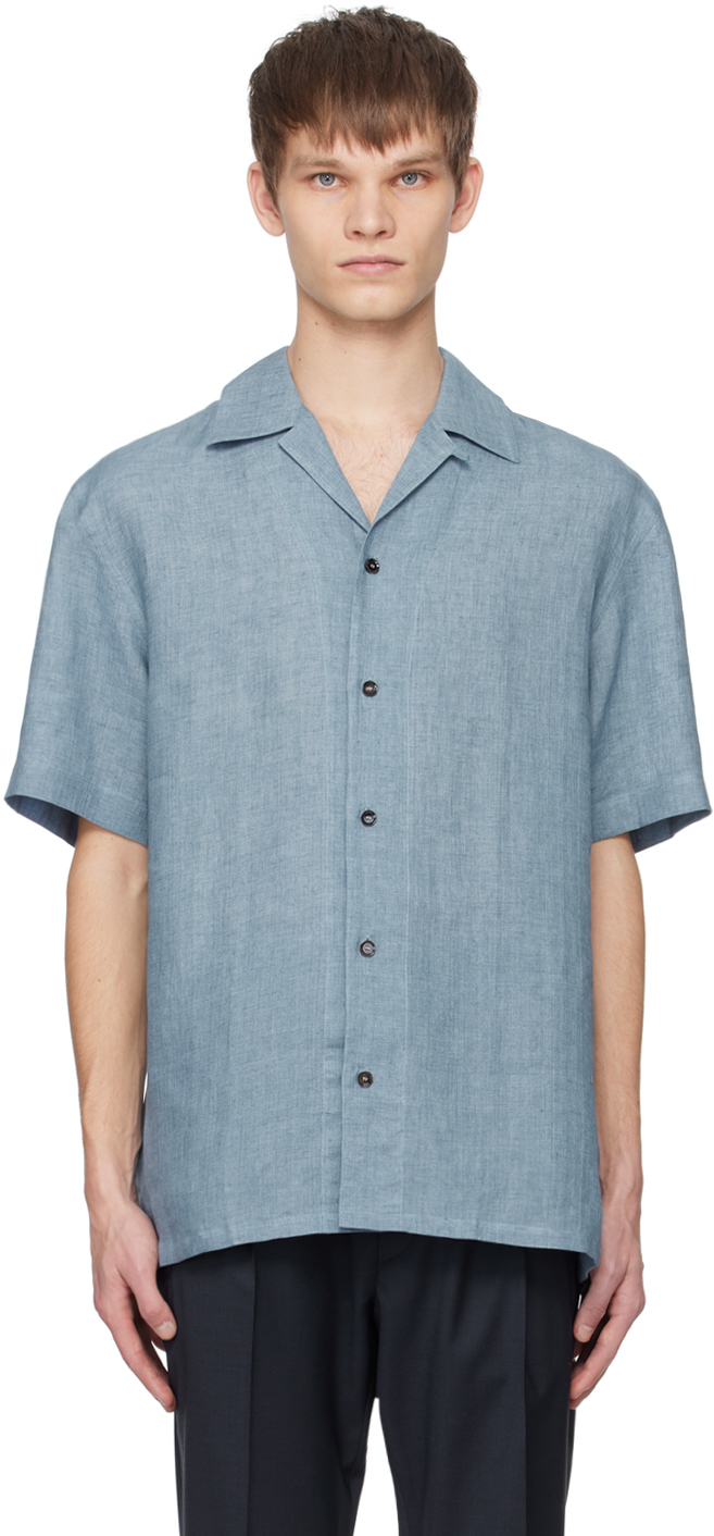 Brioni Blue Tennis-tail Shirt In 4400 Petroleum Blue