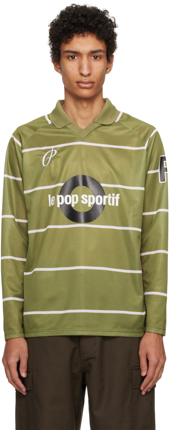 Pop Trading Company Green 'sportif' Polo In Loden Green
