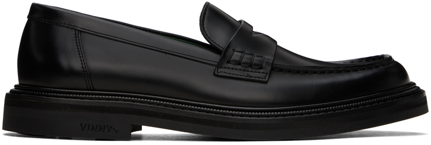 Vinny's Black Vinnee Loafers In Polido Leather Black