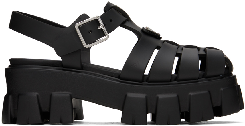 Prada: Black Foam Rubber Sandals | SSENSE Canada